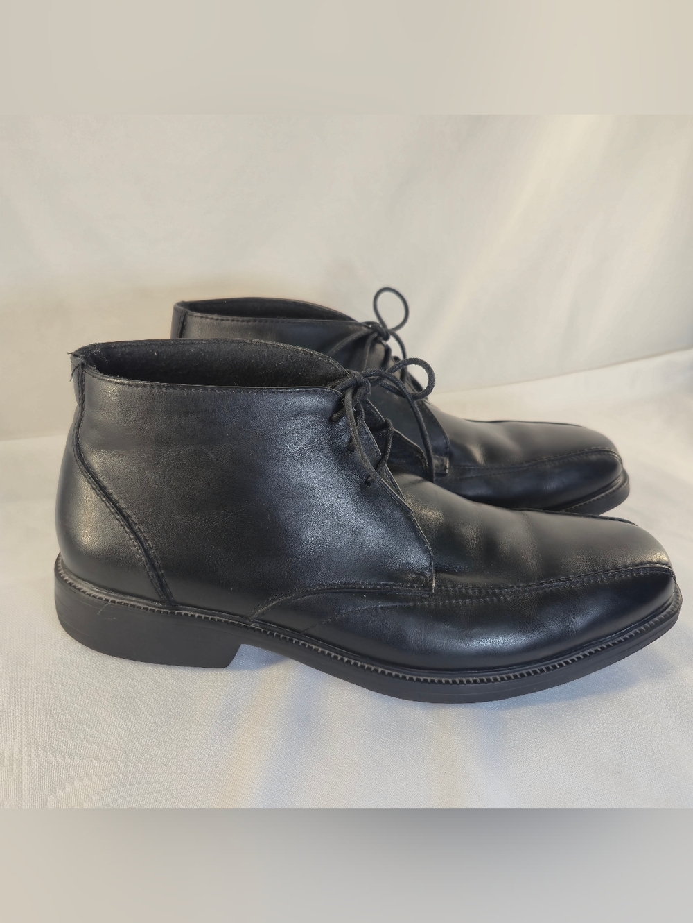 Bostonian Black Mens 12M Soft Calf Leather Chukka Dress Shoes Lace-Up